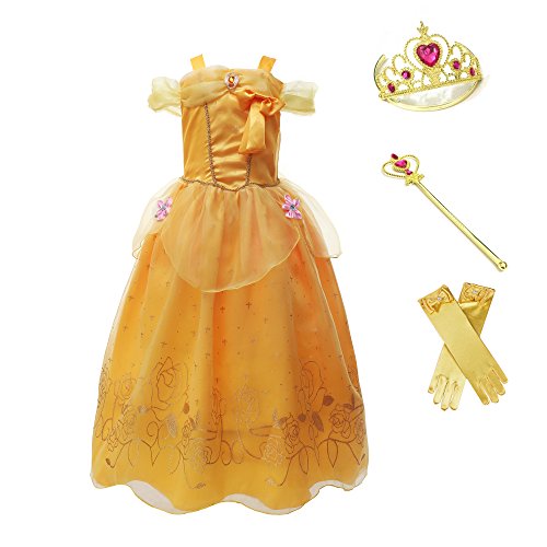 Muababy Girl Dress Belle Costume Party Cosplay Dress up (150) 7 Years ...