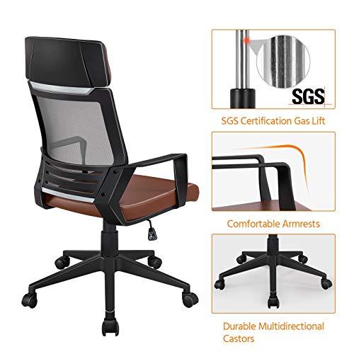 Yaheetech Executive Office Chair, Ergonomic High Back Leather/Mesh Desk