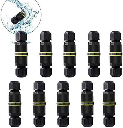 AROC IP68 Waterproof Junction Box Outdoor Electrical Cable Connector External Sleeve Coupler 3 Pin 9A 450V (Pack of 10)