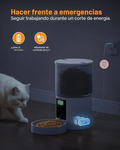 Caixa Automática para Gato: Máquina de Comida para Gato com Temporizador - Comedouro com Comedouro Automático - Dispensador Automático de Comida Seca para Gatos e Cães 4L Branco