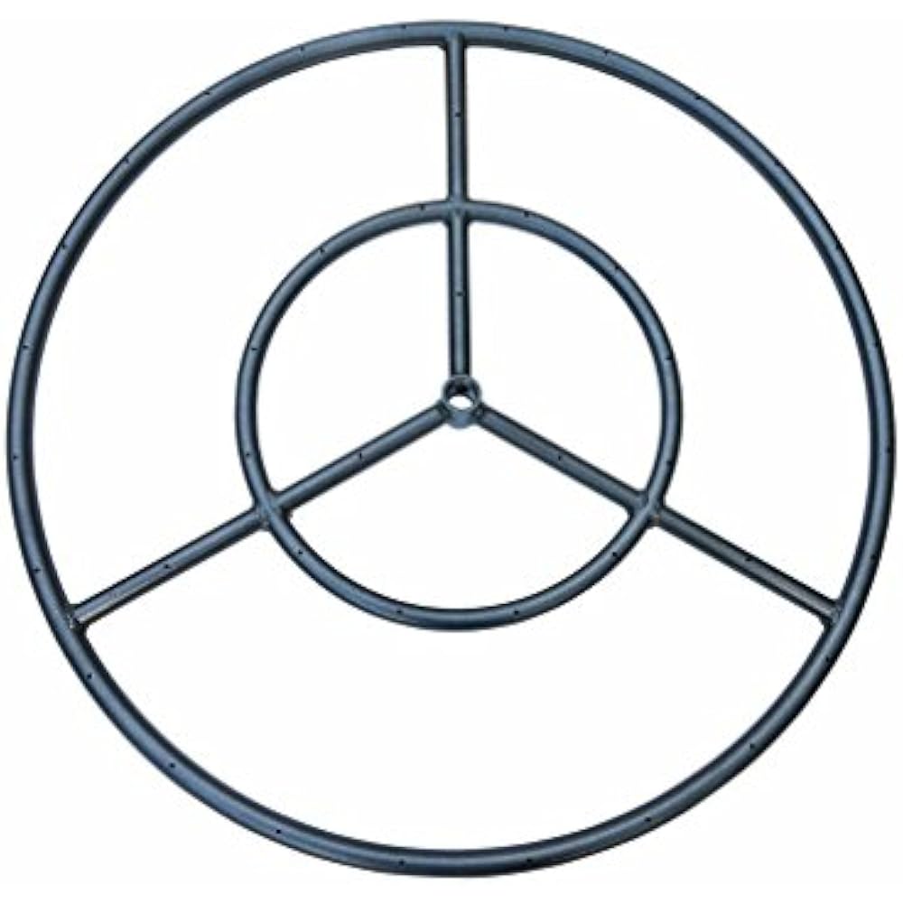 Onlyfire 24 Inches Black Steel Round Fire Pit Burner Ring, Double