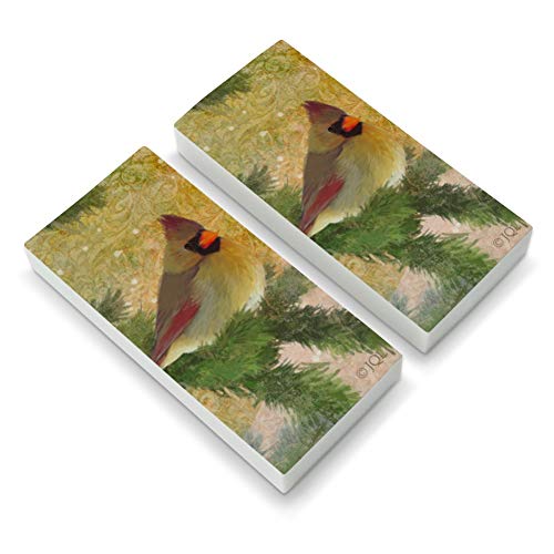 Christmas Holiday Cardinal Bird Eraser Set of 2