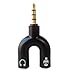 HTTX Headset Splitter Adapter, U Shape 3.5mm Y Splitter for Audio Stereo Headphone and MIC