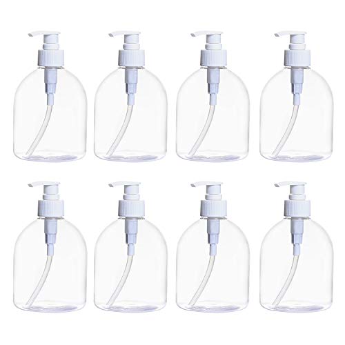 Yephets 16oz Empty Pump Bottles for Hand Sanitizer，8 Pack Plastic Clear