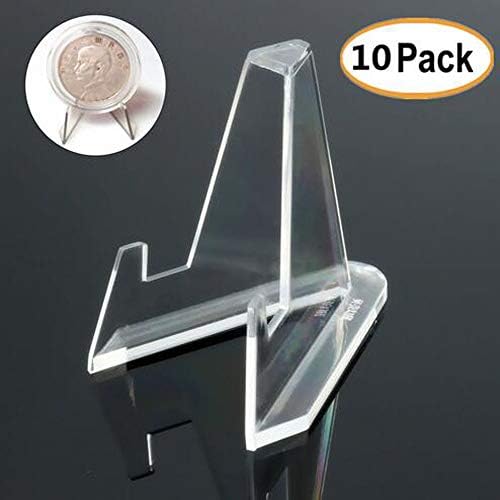 youkejia 10pcs Acrylic Clear Display Stand Holer Easel for US Collectible Coins Military Challenge Coin Badge Medallions Award Medals Mini Plates Cards Minerals 30-60mm(1.182.36 inches)