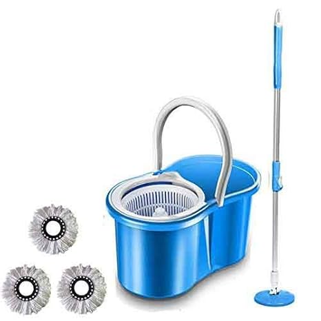 Trade Vast Plastic Microfiber Spin Mop with 360 Degree Bucket with 3 Rotating Heads (Random Colour)