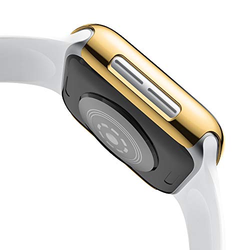 Weite Shock-Proof All-Around Protective Case, [Ultra-Thin] Durable PC Plated Plating Bumper iWatch Protective Cover Compatible for Apple Watch Case 44mm iwatch Series 4 (Gold) - Thumbnail 4