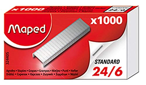 - Material de Oficina - Grapas 24/6 en Caja Compacta - 1000 Unidades - Sistema para Comprobar Compatibilidad con Grapadora - Resultados Profesionales