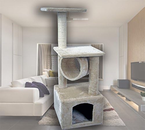 ZF 36" Hiding Cat Tree Kitty Tree Private Single Condo Furniture Scratch Post Pole Pet Play House For Relaxation