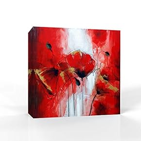 Canvas Wall Art Elegant Red Flowers Pictures Home Wall Decorations for Bedroom Living Room Paintings Canvas Prints Framed - 12x12 inches
