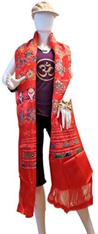 Handmade Tibetan prayer scarf kata katha eight lucky symbols many color