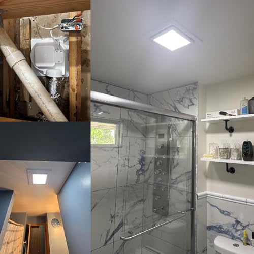 Gopper 12" Ultra Quiet Bathroom Exhaust Fan with 6500K LED Light, 1.0 Sone 120 CFM, 10x10 Mount, 1500 LM Ceiling Ventilation Fan, Energy Efficient (6500K LED-W)