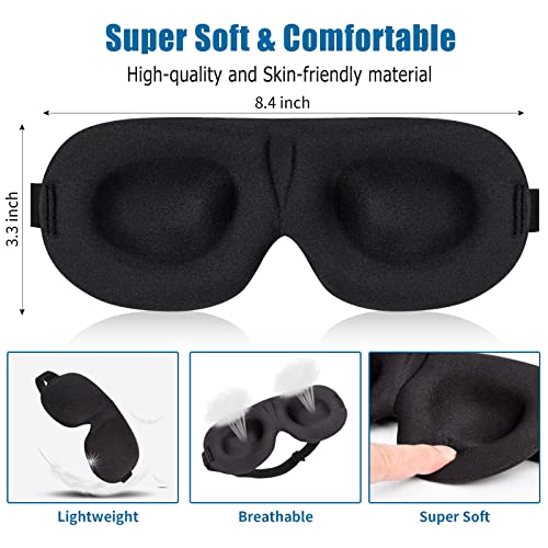 YIVIEW Sleep Mask Pack of 3, Upgrade 100 Light Blocking 3D Eye Masks