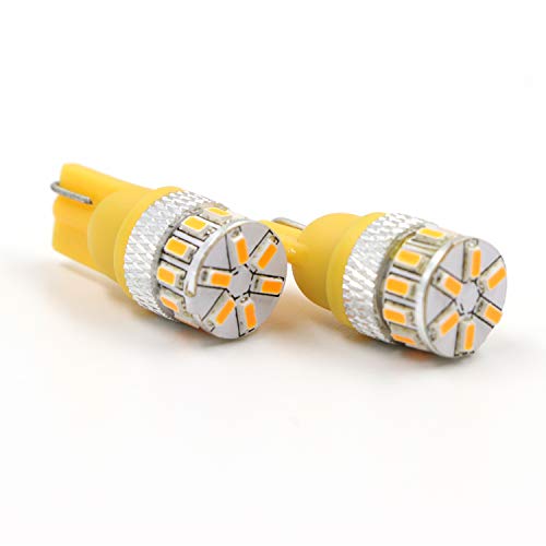 Dantoo 2pcs Super Bright T10 LED Bulbs 194 168 2825 175 192 W5W Wedge Dome Lights 3014 Chipset 18 SMD Amber Yellow Light Lamp for for Car Interior Map License Plate Trunk Parking Light - Thumbnail 3