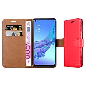 iCatchy - Custodia a portafoglio in pelle per Oppo A53, colore: Rosso - immagine 4