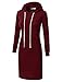 Doublju Womens Long Sleeve Hoodie Midi Dress (Made In USA)