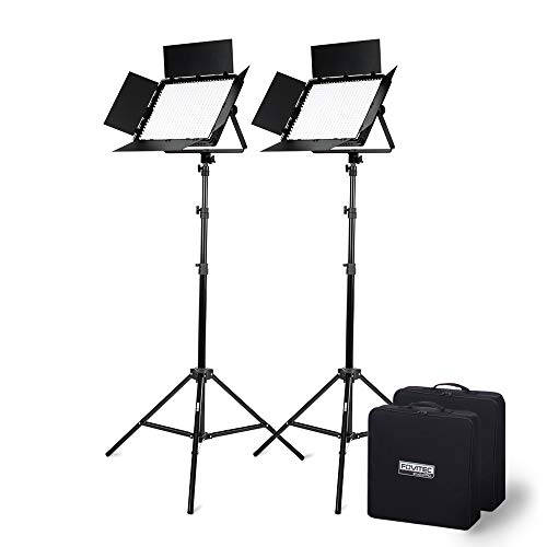 Fovitec - 1x Photography & Video Daylight 1200 XD LED Panel Kit w/Stands & Cases - [95+ CRI][Continuous Lighting][Stepless Knobs][V-Lock Compatible][5600K]