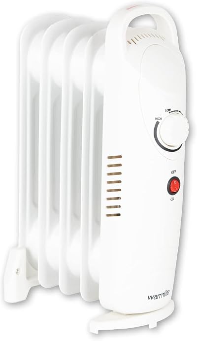 Warmlite 5 Fin Oil Filled Radiator 650W Adjustable Thermostat WL43002YW