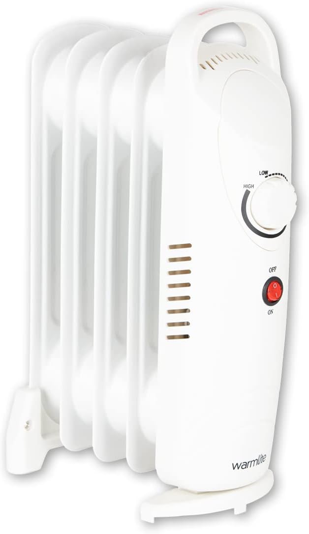 Warmlite 5 Fin Oil Filled Radiator 650W Adjustable Thermostat WL43002YW