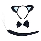Kids Animals Dalmatian Mouse Wolf Tiger Antlers Party Costume Christmas Headband (Black Cat)