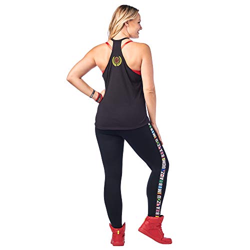 Zumba Workout High Neck Tank Top Activewear Graphic Dance Fitness Top for Women, Bold Black 1, M - Thumbnail 2