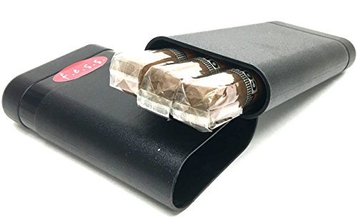 Fess Black Telescoping 3 Cigar Crush proof Smell Proof Odor Resistant Airtight Travel Storage Box Container Case MADE IN USA