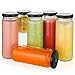 Glass Smoothie Jars with Lids for Drinking and Storage - Set of 6 | Water Bottle or Reusable Container for Juice, Milk, Kombucha, Bulk Foods, Beverages | 16 Oz Clear with Wide Mouth | Bonus Straw Lid