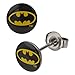 Stainless Steel Post with 8mm Black Batman Logo Stud Earrings