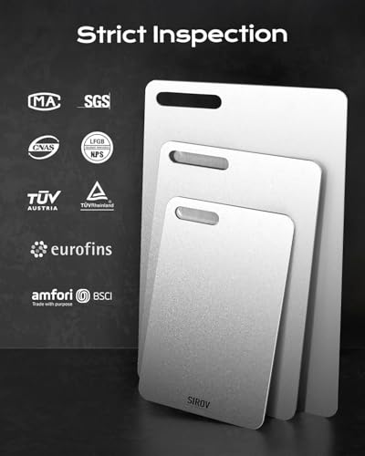 Titan Chopping Board Set of 3, 100% Pure Titanium, Food Safe, BPA-Free, Heat Resistant and Durable - Suitable for Meat, Bread, Vegetables & Fruit, Ideal for Kitchen, Camping & Everyday Use