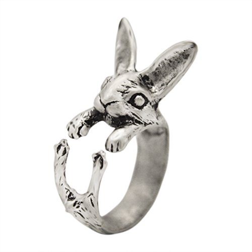 Vintage Handmade Bunny Rabbit Animal Wrap Rings Gift for Women and Girls Fashion Jewelry (Antique Silver)