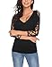 ELESOL Women Sexy Cold Shoulder Cut Out Blouse Casual Half Sleeve T Shirt Tops Black/L