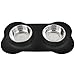 Syntus Double Dog Bowls Stainless Steel Dog Pet Feeder with Non-Skid Anti-Overflow Silicon Mat for Puppy, Dogs, Cats and Other Pets