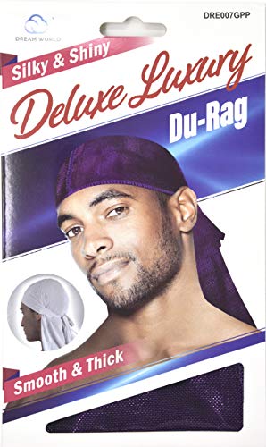 Dream Deluxe Du-Rag Glitter Purple - Smooth & Thick, Superior Quality, Stretchable, Wrinkle Free, 100% Polyester