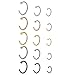 Monily 18-20G 15Pcs Stainless Steel Nose Piercing CZ Hoop Ring Body Piercing Jewelry for Mens Womens