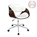 Porthos Home Monroe Mid-Century Modern Office Chair with Water and Stain Resistant Faux Leather Upholstery, Height Adjustable, 360-degree Swivel, Sturdy Chrome Base with Wheels