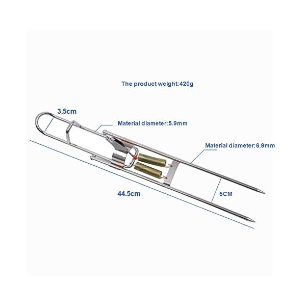 LeaningTech-RHA-01-Stainless-Fishing-Rod-Holder-Rack-with-Automatic-Tip-Up-Hook-Setter-Double-Spring-Adjustable-Folding-Holder-Silver