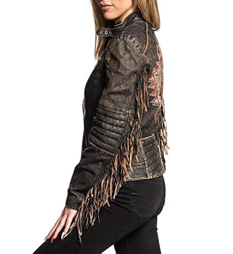 Affliction Women's Fast Times Lambskin Leather Moto Jacket in Oman