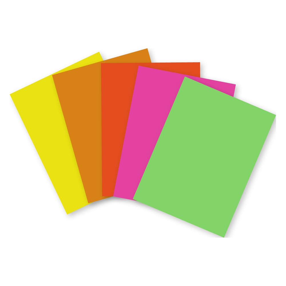 Clairefontaine 93922C - Pack of 100 Fluorescent Poster Paper 90g/m² Format A3 29,7x42cm Cutting Writing Collage Creative Activity Adults Children Ast colours