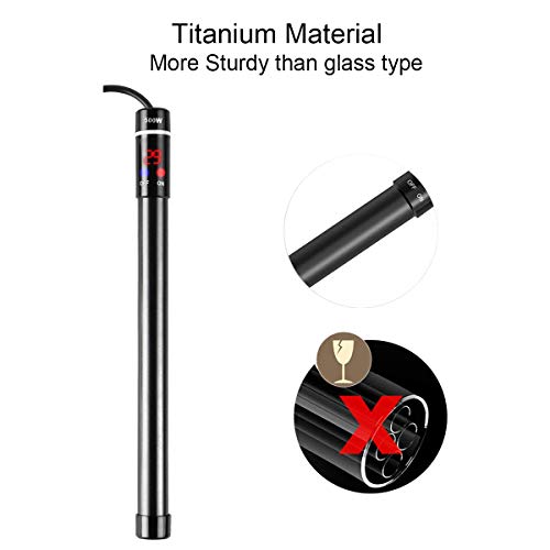 LISSION Aquarium Heater Submersible Tank Heater Digital LED Display Titanium Alloy 500W