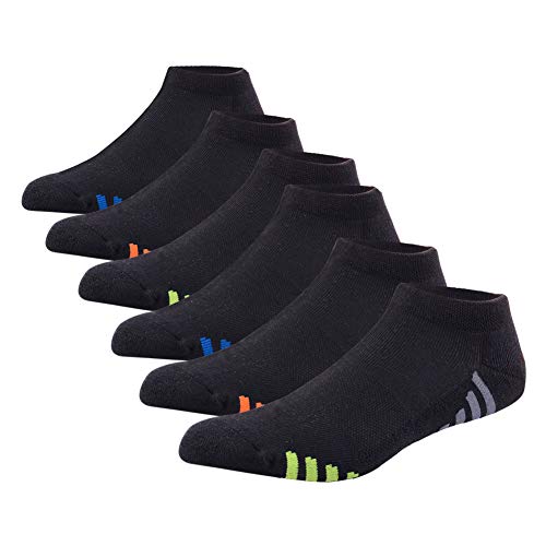 Mens Athletic Low Cut Ankle Socks Cushioned Running Sports Sock for Men 6 Pack,Black,Sock Size 10-13