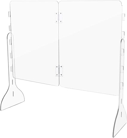 Amazon Amazon当日発送 Slowton ポータブル透明 デスク用仕切り板 幅600 X 高さ680mm 改良版 3段階調整可能な頑丈なベース付きドアクリルシールドパネル デスクパーテーション 仕切り板 ヒンジ付き折りたたみ式クリアスクリーン プレキシガラスシールド 衝立