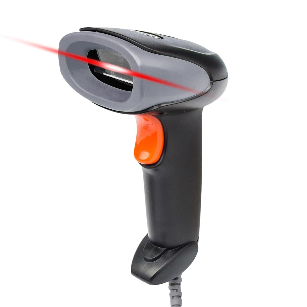 Yanzeo 2D Barcode Scanner USB Wired Handheld High Speed QR Code Reader Compatible for Windows/Mac Square POS System it scans 1D barcode/2D Code on PC and Phone Screen(Black)