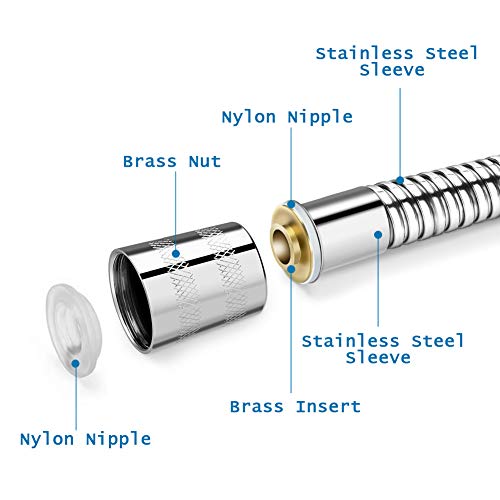 Shower Hose Extra Long Chrome Winzwon 79inches Stainless Steel with 1/2" Ends Fit Handheld Shower Head With Brass Hardware and Seal Waterproof Tape