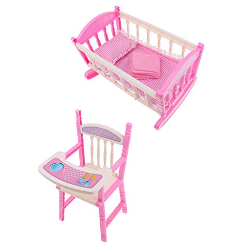 image for Prettyia 2 Set Folding Baby Dining Chair Cradle Bed Kit Simulation Fur
