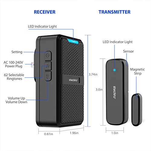 Wireless Door Chime,600Ft Range 5 Adjustable Volume 1 Door