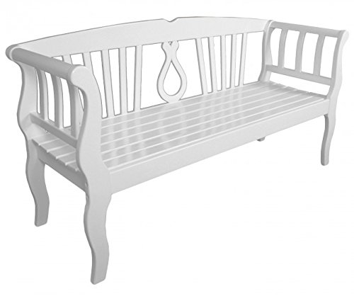 Elegante Gartenbank 3-Sitzer, Eukalyptus FSC-Holz weiß lackiert günstig