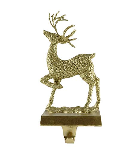 JWM Reindeer Glistening Gold-Colored Holiday Stocking Holders - Set of 2