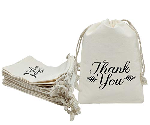 Sanrich Thank You Drawstring Bags 5x7 inch for Party Favor 20 Pack Gift Goodies Bags (5x7)