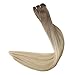 Easyouth Sew in Hair Extensions Human Hair Color 8 Light Brown to 60 Platinum Blonde Remy Hair Weft Hair Bundles Full Head for Women 22 Inch 100G