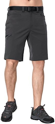 MIERSPORT Men's Stretchy Hiking Shorts Quick Dry Nylon Cargo Short with Elastic Waist, Water Resistant &amp; Lightweight, Graphite Gray, L